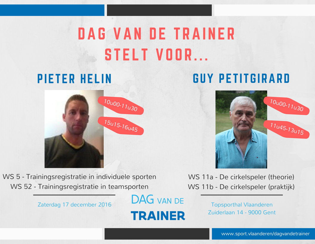 Dag van de Trainer 2016 stelt voor... Ontdek alle workshops en sprekers op sport.vlaanderen/dagvandetrainer #dvdt2016
