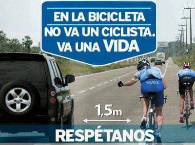 No hace falta que digáis que hay ciclistas que hacen el tonto en la carretera.
Sólo ponte en el lugar del q va desprotegido. Comparte