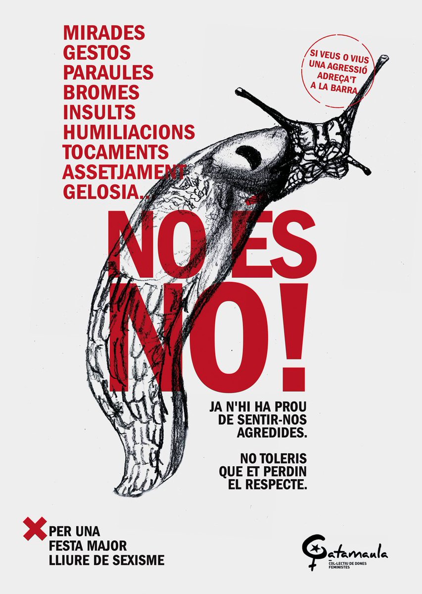 endavantstap's tweet photo. NO és NO!!
Cap masclista és benvingut! 
Ni durant la #FestaMajor de #StAndreu ni mai!!
@fmr_standreu @FFeministes @ElNoiBaliarda @LaCinetika https://t.co/NfPh8lC2PS