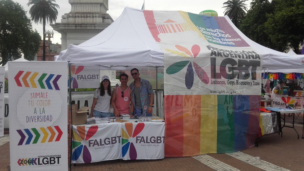 FALGBT's tweet photo. Ya estamos en la Feria del Orgullo en Plaza de Mayo. Acercate al stand de la @FALGBT #MarchaconlaFALGBT  #aSeguirConquistandoDerechos https://t.co/vKw5B22aud