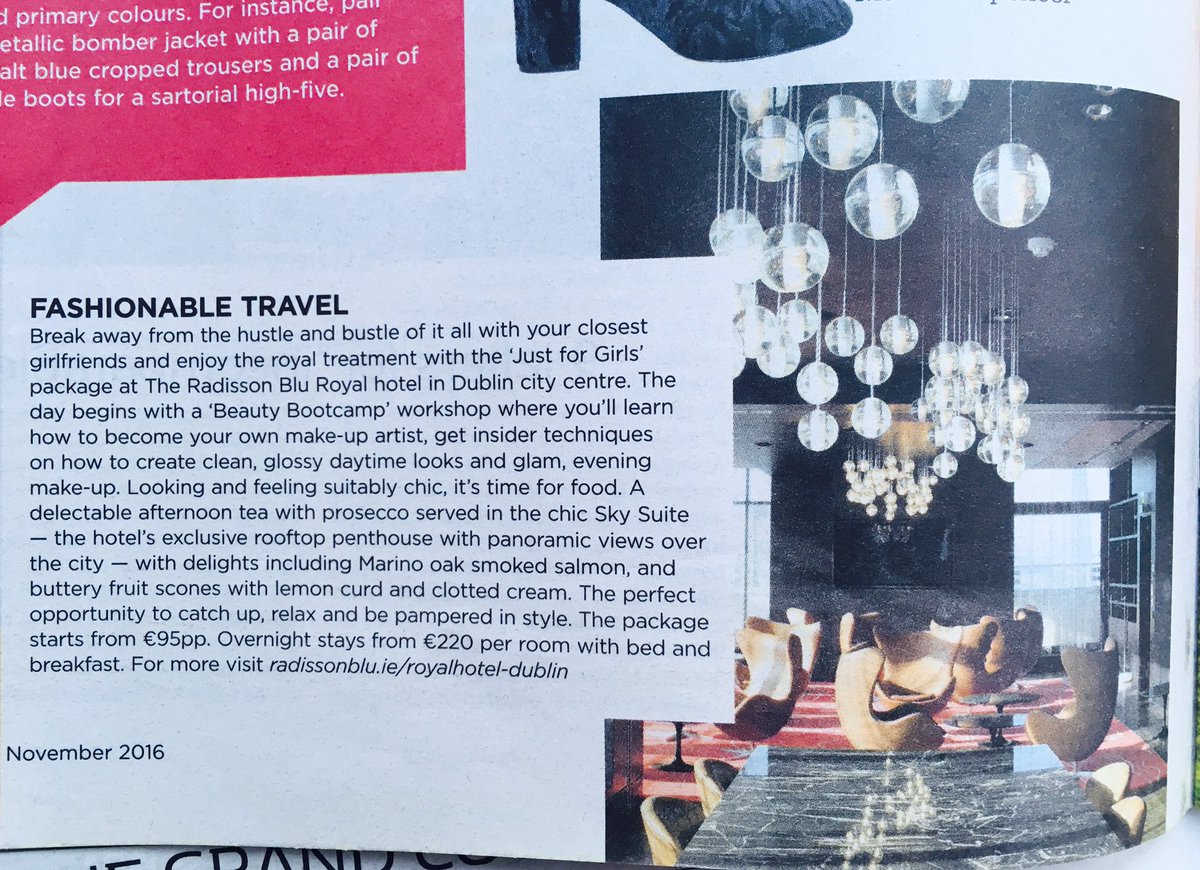 hostandcompany's tweet photo. Run away to the 'Just for Girls' package @RadissonDublin. In today's @IndoWeekend 💃🏻💆💅🏃‍♀️ https://t.co/0jwCpwN0PM