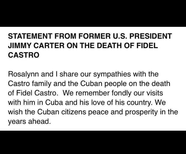 Jimmy Carter (Obama 1.0) share sympathies with Castro family