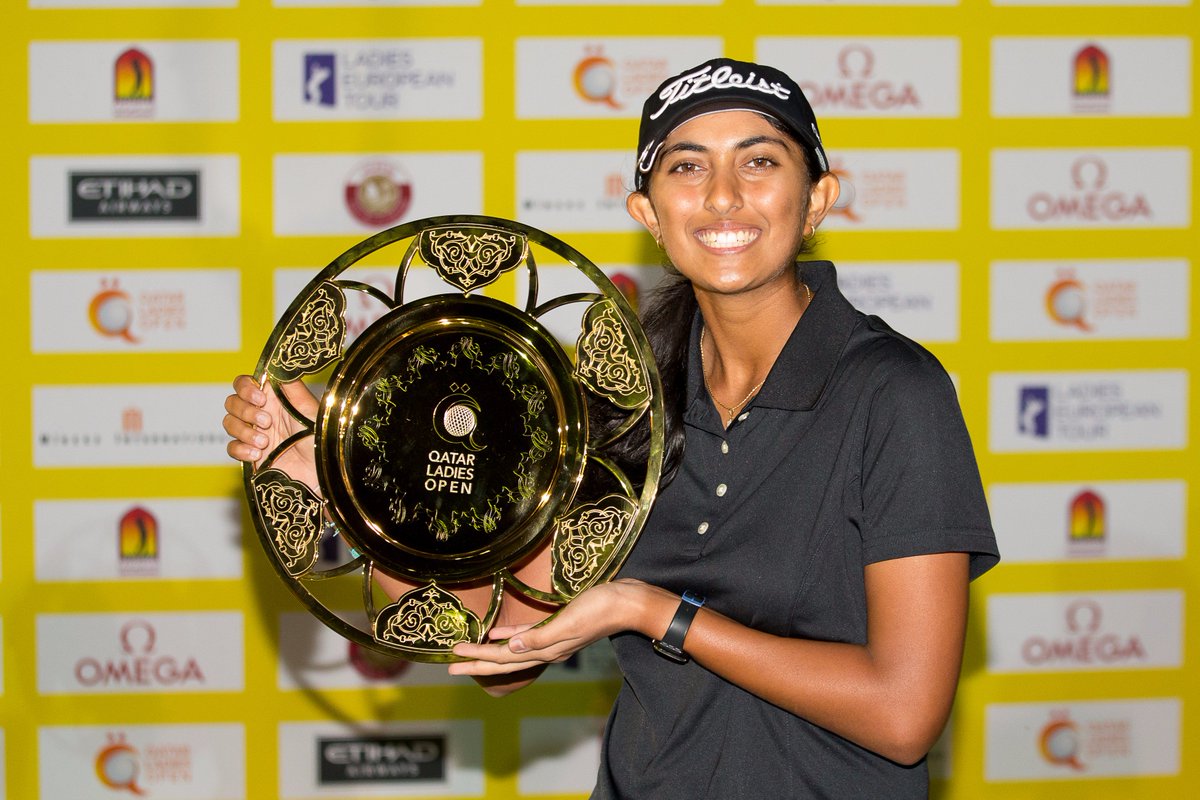 MASSIVE congratulations to rookie <a href="/aditigolf/">Aditi Ashok</a> for winning <a href="/QatarLadiesOpen/">Qatar Ladies Open</a> &amp; securing back-to-back <a href="/LETgolf/">Ladies European Tour</a> titles. Simply incredible golf!