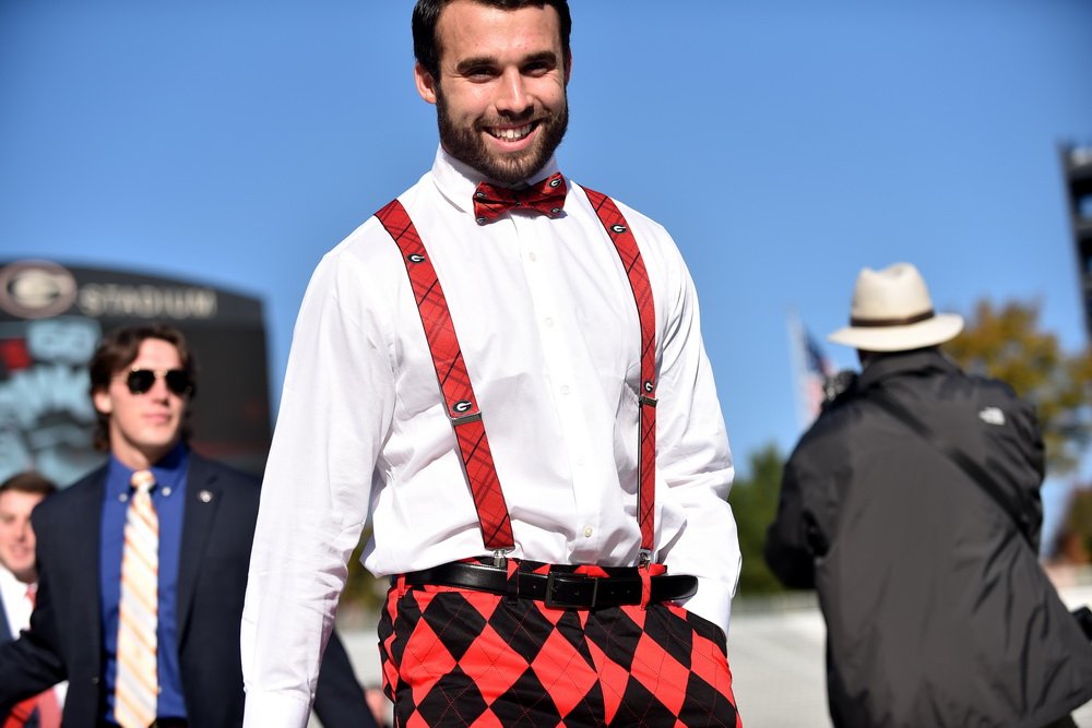 RadiNabulsi's tweet photo. Fashionista  and #UGA LB Ryne Rankin dressed as a future alum for his last game in Sanford Stadium https://t.co/ijVndzfyvZ