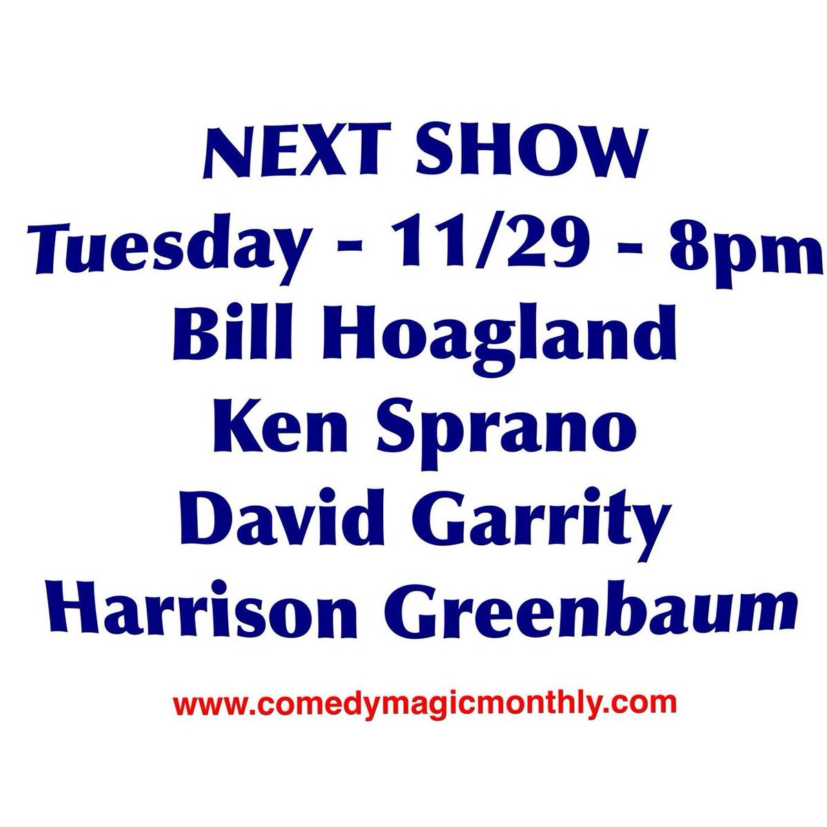 ComMagicMonthly's tweet photo. Comedy Magic Monthly returns to downtown New Haven on 11/29th at 8pm for which arguably could be one of the best line ups of the year https://t.co/RES5loDC14