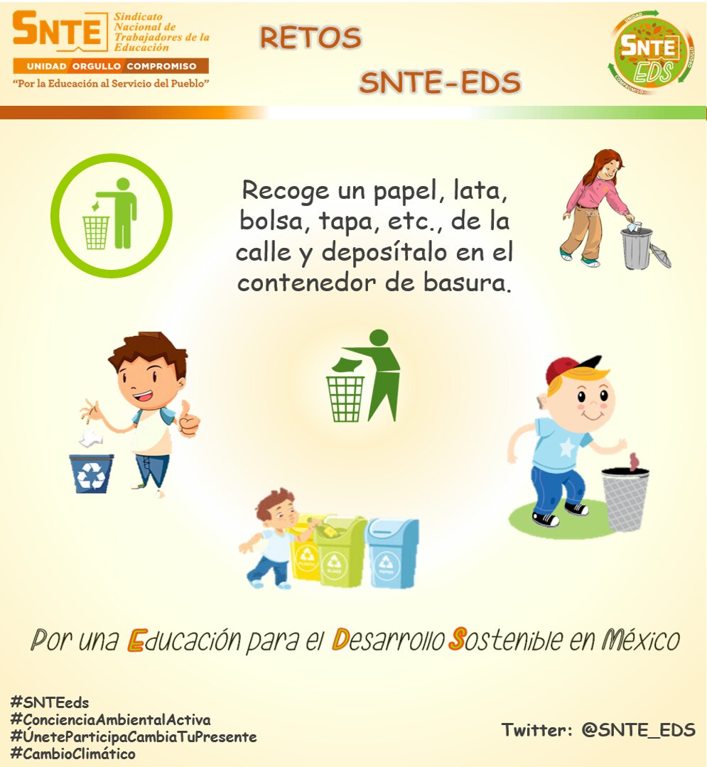 SNTE_EDS's tweet photo. Únete a #RetosSNTEeds #PequeñasAccionesGrandesDiferencias #ConcienciaAmbientalActiva #ESTÁPASANDO #SinPopotePorFavor https://t.co/swbjbRuaTi