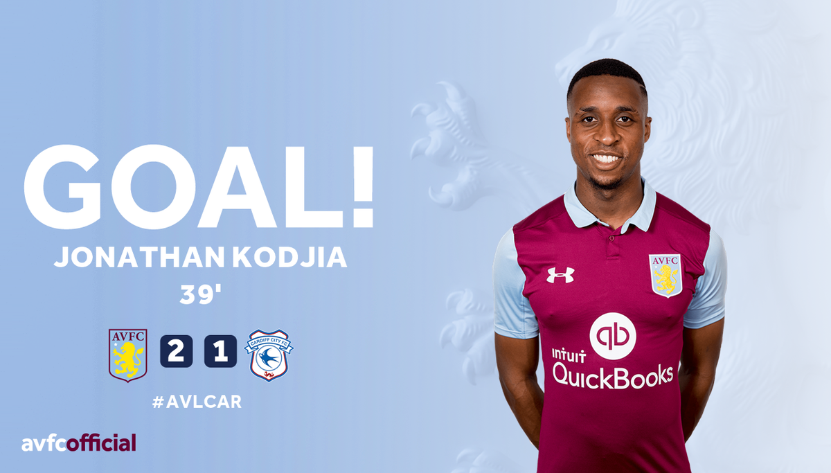 AstonVilla's tweet photo. GOOOOOOOOOOOOAAAAAAL! @J_Kodjia makes it 2-1! https://t.co/nDf5YwWNOs
