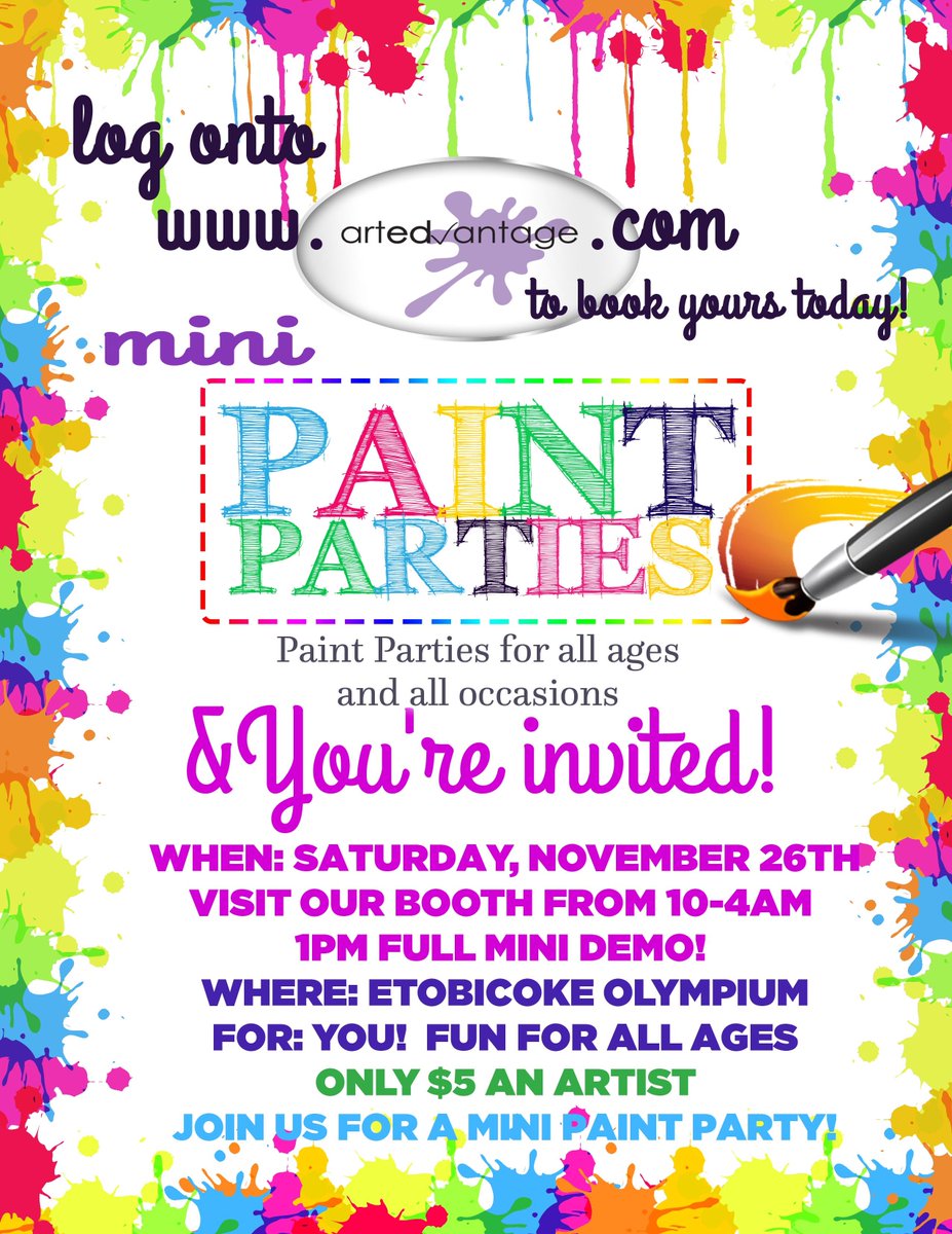 Art_Edvantage's tweet photo. Come visit &amp; paint party with us 🎨🙌🏼☺️ #mini #paint #party #etobicoke #olympium #specialevents #fun #kids #christmas #bazaar #toronto #arted https://t.co/69NuBmyyyP
