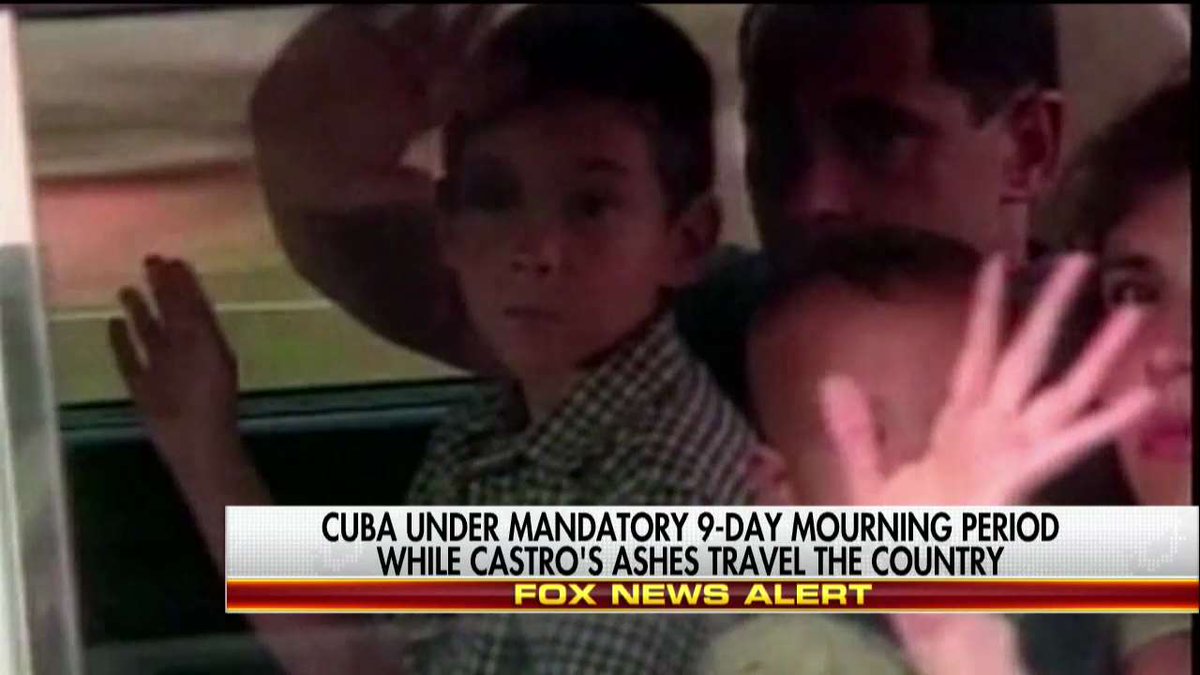 FoxNews's tweet photo. News Alert: #Cuba is under mandatory 9-day mourning period while #FidelCastro's ashes travel the country. https://t.co/mc8SREvfTs