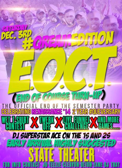 DertyWorkTato's tweet photo. THE BIGGEST END OF THE YEAR PARTY EVER!!!
DEC.3RD #EOCTASU #QREAMEDITION @ THE #STATETHEATER
#ASU20 #DARTON #ASU #ATC
#DERTYWORKENT 10 https://t.co/XJlyyhy8BD