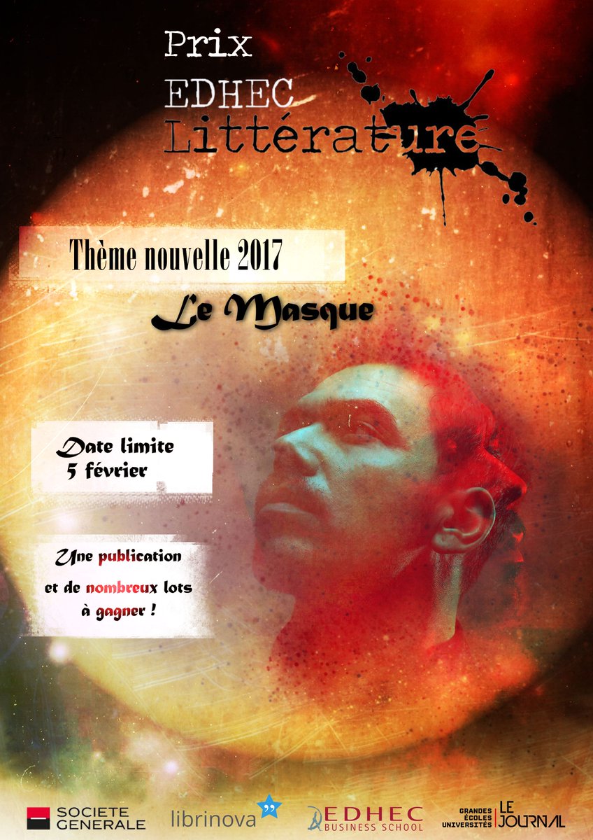 EdhecLitteratur's tweet photo. EDHEC Littérature lance son prix 2017 avec les thèmes Métamorphose en poésie et Masque en nouvelle ! https://t.co/x6WVbBh6p3 https://t.co/eyyHeIZycA