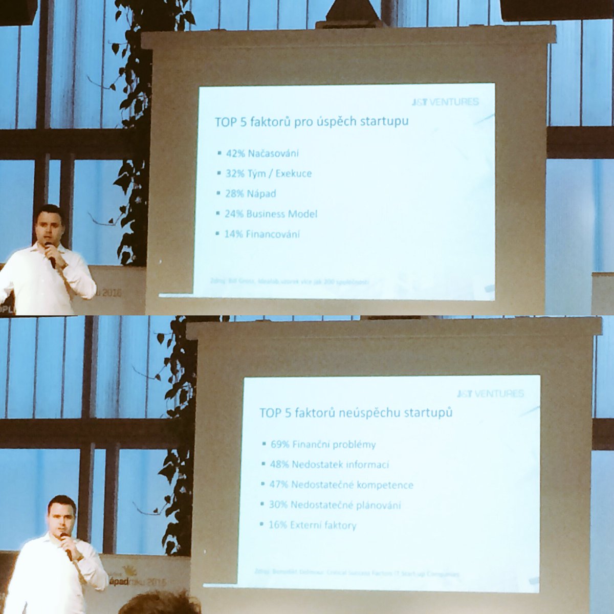 VojtechSpicka's tweet photo. Martin Kešner z J&T ventures predstavil 5 nejcastejsich faktoru pro uspech a neuspech v #podnikani a #startup na #symposium2016 https://t.co/sevBgKuEfJ