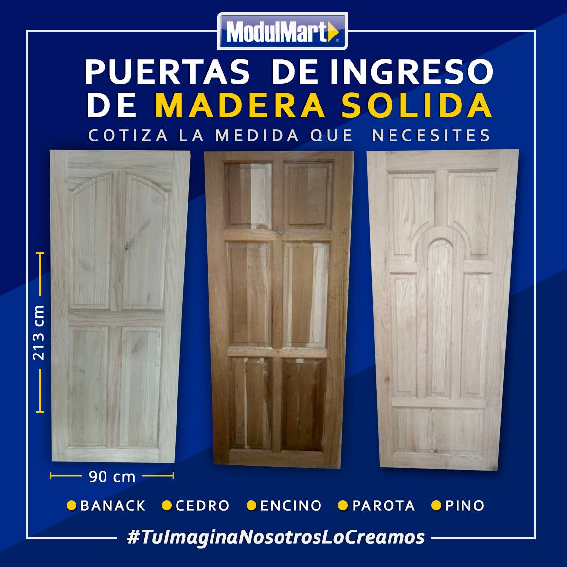 ModulmartMX's tweet image. Manejamos los mejores precios en #puertas de INGRESO DE MADERA SOLIDA (0.90 x2.13cm) que pueden ser Banack , cedro , encino, parota y pino.