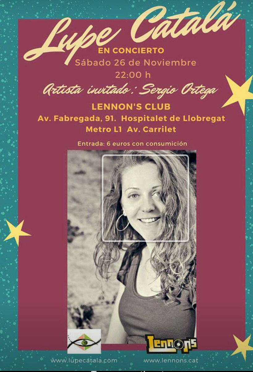 Y vamos por el segundo concierto de la semana!!! Hoy por fin concierto de <a href="/Lupe_Catala/">Lupe Catalá</a>  en  #SalaLennon's 
#nochedeamigas #hoylaliamos