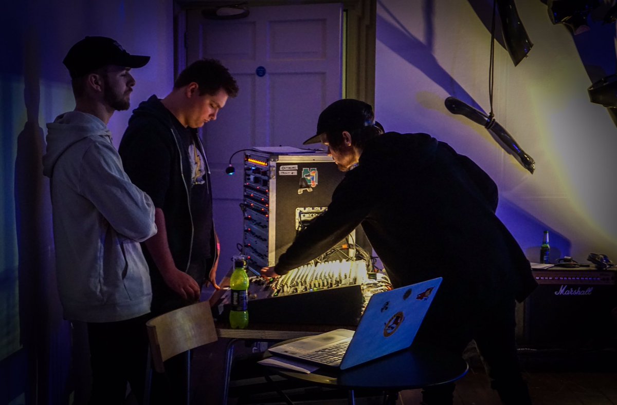 soundfvc's tweet photo. FVC Sound Production team gearing up for second night of Strange Behaviours @Tolbooth @Laurie_Bell @principal_fvc @FVCollege https://t.co/seiF931aft