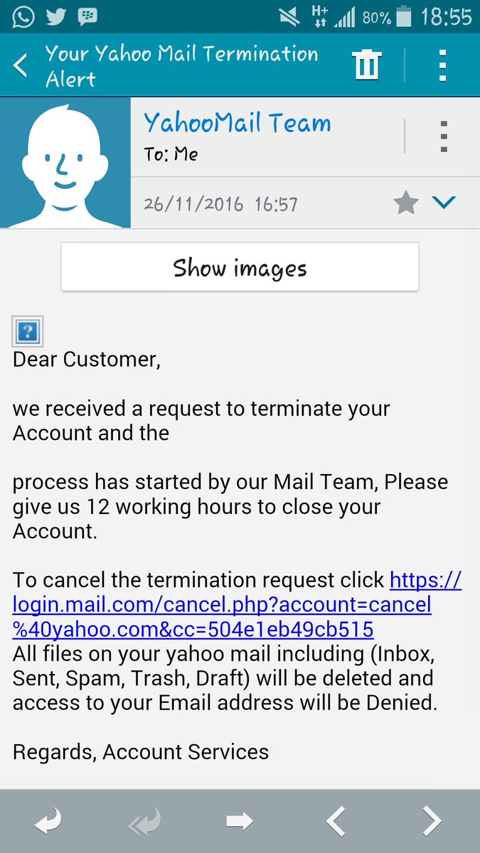 Engrbimmy's tweet photo. Please @Gidi_Traffic &amp; fam, is there anything like yahoo mail cancelation from yahoo team?. I keep getting these mails with a link to click. https://t.co/J7KqiJ9NtW