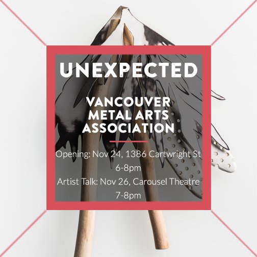 CraftCouncilBC's tweet photo. Join us tonight for the #UNEXPECTED Artist Talk by #VMAA 7-8pm @CarouselTheatre @CarouselTheatre  https://t.co/mfEFyGCaxo https://t.co/ySn97wXlrX