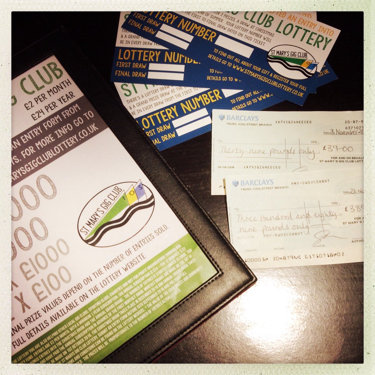 🤑 Prize cheques written! Only 3hrs 'til the 2nd draw &amp; 2 lucky winners are announced. We'll be on Facebook for live video from The Mermaid 👍