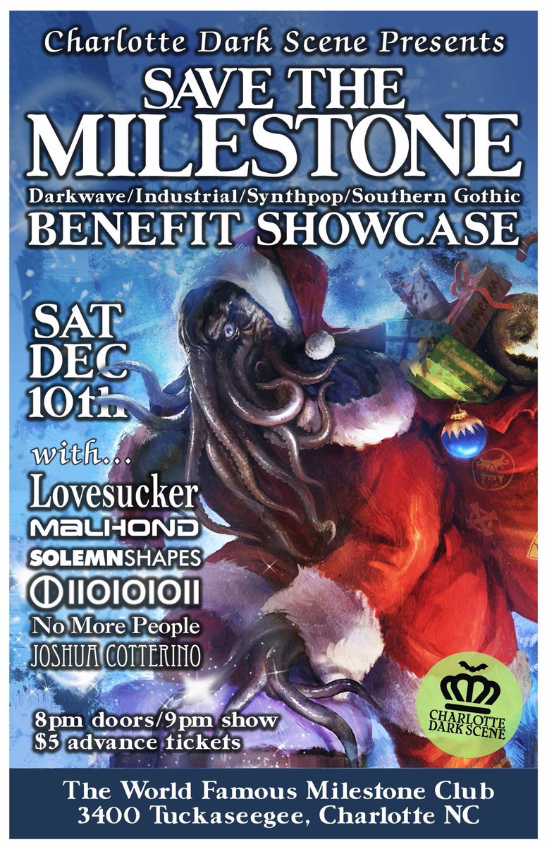 solemnshapes's tweet photo. 2 weeks!! Join us @MILESTONECLUB for a night of dark music, you don't wanna miss this #cltmusic @CLTDarkScene #SaveTheMilestone https://t.co/3dnWYLD4ld
