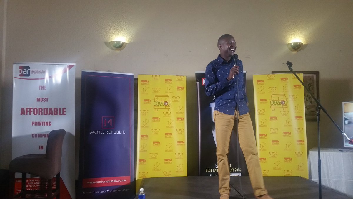 bustoptv's tweet photo. @docvikela #BustopTv2 Comedy Show host dressed by @janjamzim Always a pleasure to work an award winning comedian.  @MagambaTV @jivezimbabwe https://t.co/xQqHjveUtt