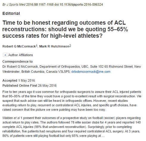 IOCprevConf's tweet photo. #EDITORIAL: Time to be honest regarding outcomes of #ACLreconstructions: 55-65% success rates https://t.co/uiBVx9LNsY https://t.co/vcqhxvUhAr