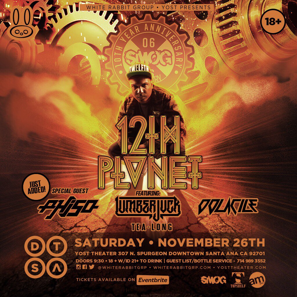 LA / OC / SD - Proud to announce <a href="/phisodubs/">Phiso</a> as a special guest for tonight's 18+ show <a href="/YostTheater/">Yost Theater</a>  #smog10year
Tix: bit.ly/smog10yost