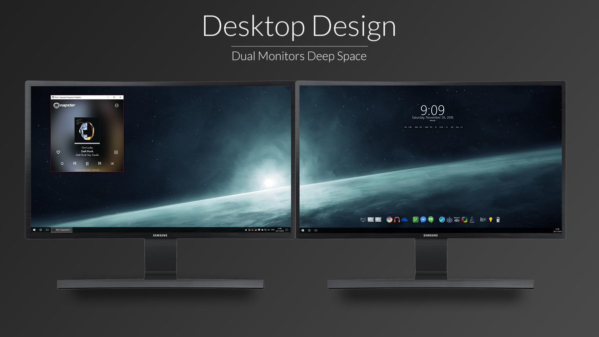 JeisBlack's tweet photo. Dual Monitors Setup - Deep Space project!
#dualmonitors #rainmeter @DaftPunkUnchd #rocketdock @napster @Windows https://t.co/cczc2O4ae2