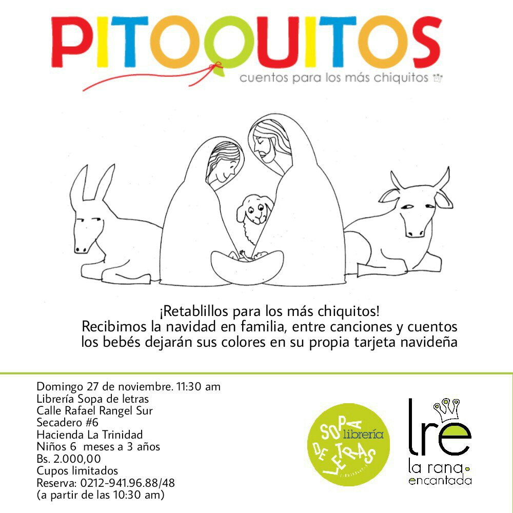 ranaencantada's tweet photo. ¡Mañana, #dom27, tendremos cuentos para bebés en @lasopadeletras! #Pitoquitos con parrandita, patuque y retablillo Ü
https://t.co/UuVkdlTUBj https://t.co/8dz7NxrbLw