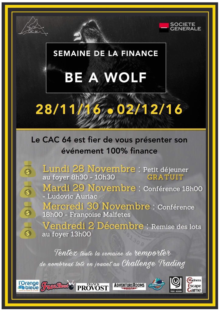 CAC_64's tweet photo. Lundi c'est parti pour la semaine de la finance à @GroupeESCPAU ! Devenez des Traders le temps d'une semaine ! #finance #trading #cac40 https://t.co/nrrMU8oYd2