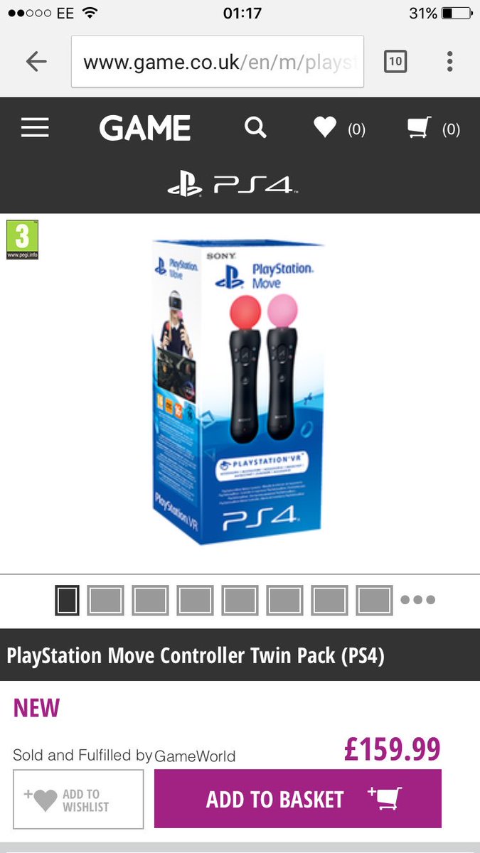 Rikki_Turner's tweet photo. @GAMEdigital selling the PS Move Twin pack for £159.99 absolute robbing bastards #PSMove #PSVR #VR #Playstation #MoveController https://t.co/zeytXZR0QU