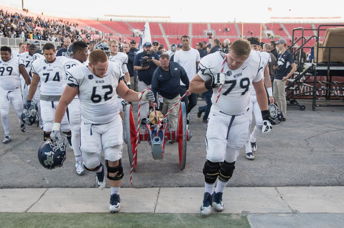 PackFundraising's tweet photo. The Fremont Cannon is coming home! @NevadaFootball kept chopping and beat UNLV in a dominating fashion, 45-10. #BattleBorn (๐ท: @Jermcon) https://t.co/XtRJpjbacO