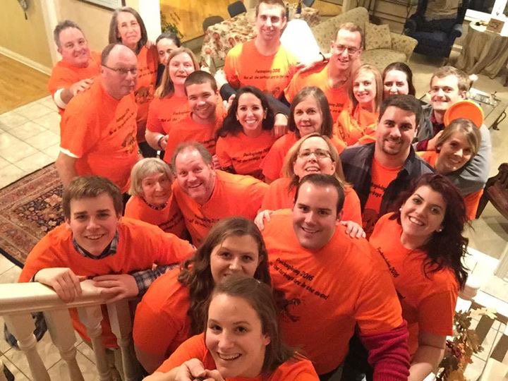 jaykayort's tweet photo. happy holidays from this weird matching shirts fam #packsgiving https://t.co/fN6rRJplvs
