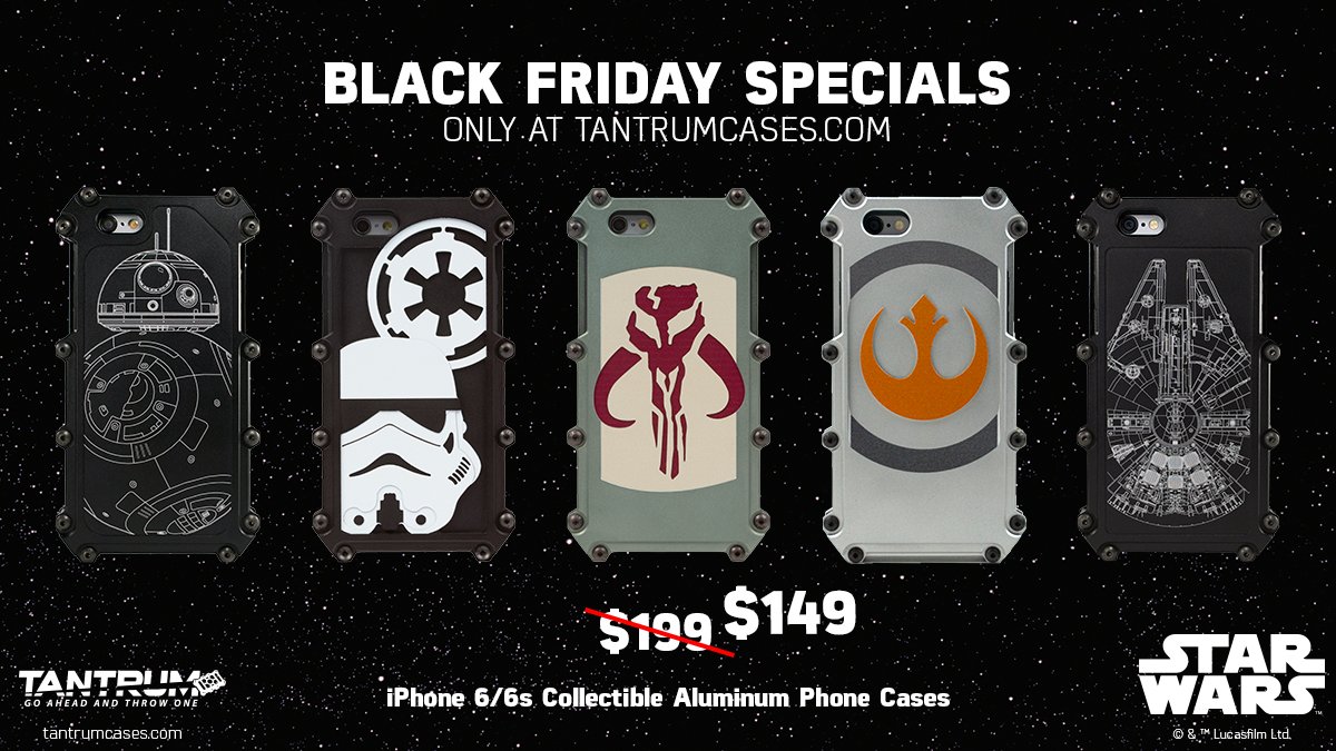 tantrumcases's tweet photo. BLACK FRIDAY SPECIAL– 25% off our entire line of collectible Star Wars® cases – now $149 at https://t.co/5OTdnR3ex6! #starwars #blackfriday https://t.co/ttUO8TNX0w