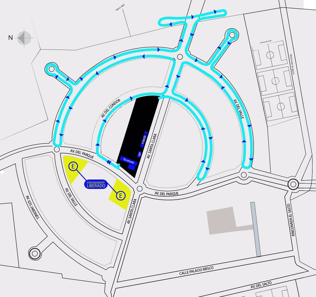 ElectricRunCL's tweet photo. Este será el recorrido de los 5K más luminosos del planeta. Te recordamos que el ingreso es por Avenida Del Cóndor #ElectricRun ⚡️😎 https://t.co/u8ToE6YwJZ