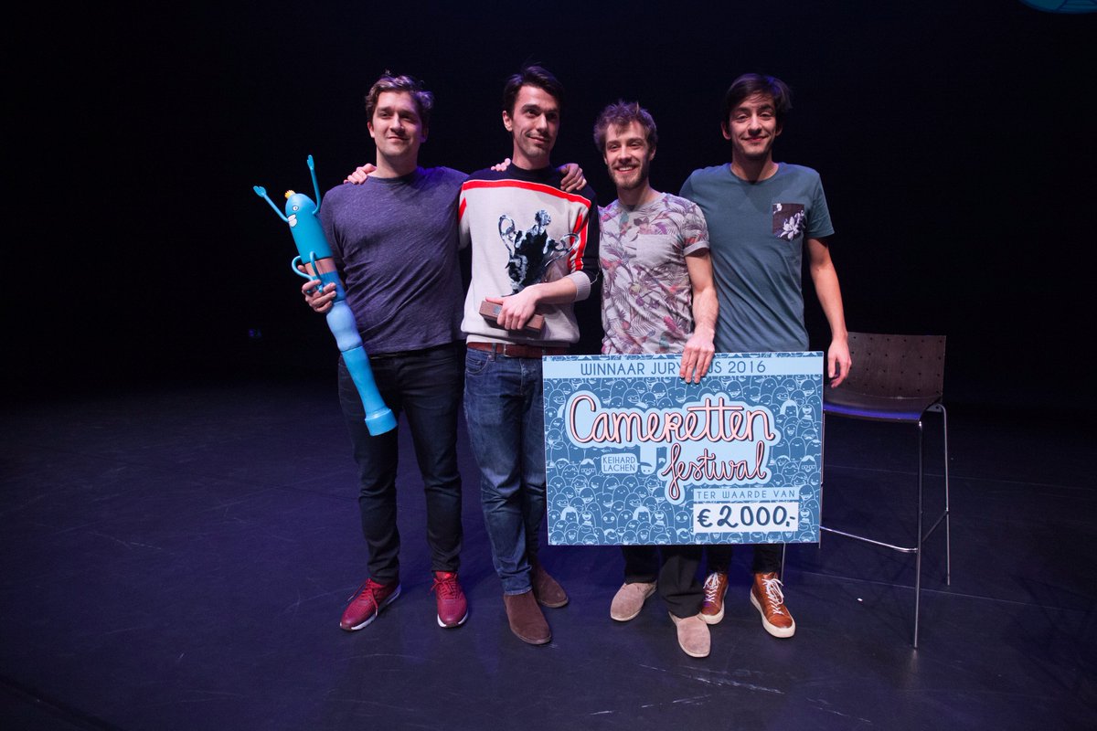 De winnaars van Cameretten 2016! Juryprijs: Pieter Verelst. De Publieksprijs: Alex Ploeg. De Persoonlijkheidsprijs Tim Teunissen.