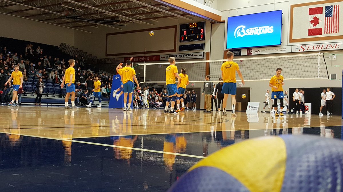 TimJamesMedia's tweet photo. Fans of @ubctbirds have invaded the LEC, as Birds visit (No. 1) @SpartanMVB. Play-by-play on https://t.co/8sexjxS4gH #CWmvb https://t.co/nEGxJtNDcB
