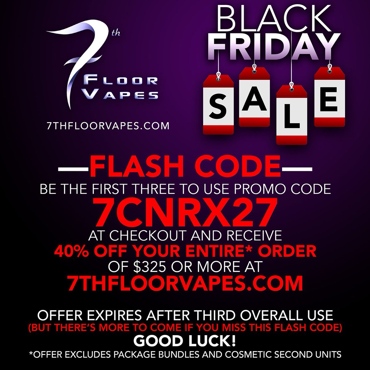 7th Floor Vapes On Twitter Flash Code Alert Be One Of Three To