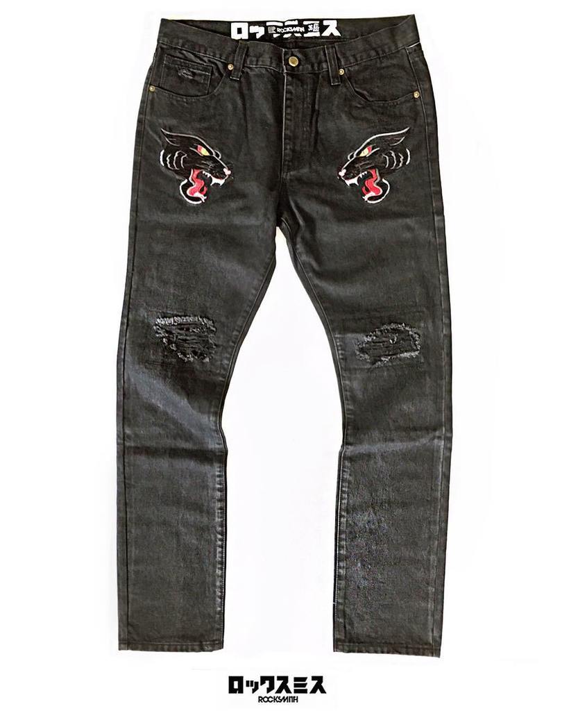 Black Panther Denim now on ((rocksmithnyc.com)) featuring embroidered art and light di… ift.tt/2gKO6uV