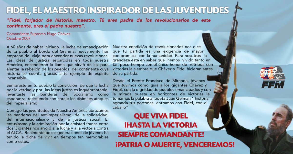 Fidel inspirador de las juventudes.!  "Historia agranda tus portones, entramos con Fidel, con el Caballo.!Viva Fidel