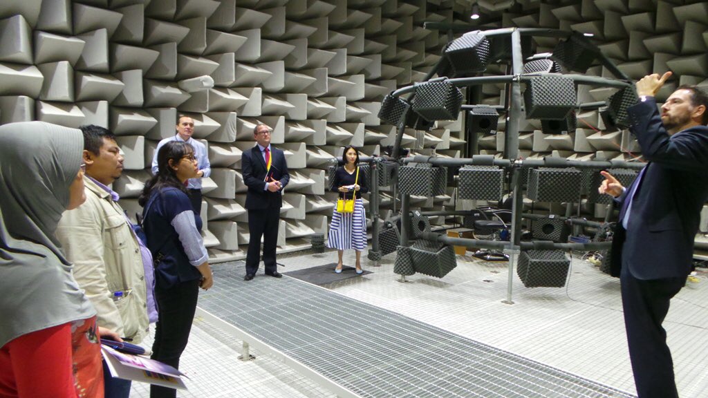 DubesAustralia's tweet photo. 🇮🇩 journos experience the sound lab @CochlearAsiaPac in #Sydney where implants are tested. #OzFirsts tech allowing the deaf to hear. https://t.co/IjFux2lZ7j
