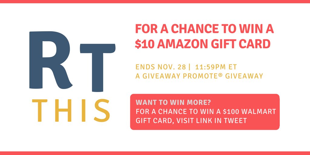 GiveawayPromote's tweet photo. RT &amp; FOLLOW us for a chance to #win a $10 Amazon Gift Card! ALSO --> enter our $100 Walmart Gift Card #Giveaway https://t.co/CkYtWl3Rst https://t.co/m48aEBP564