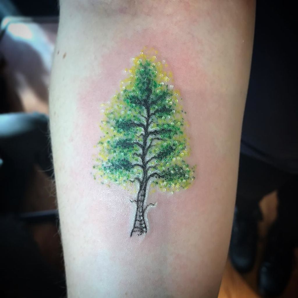 How amazing is this tree tattoo?!! This cool (and spicy) tattoo was done by  Maddie… she has a couple spots available next week too, so… | Instagram