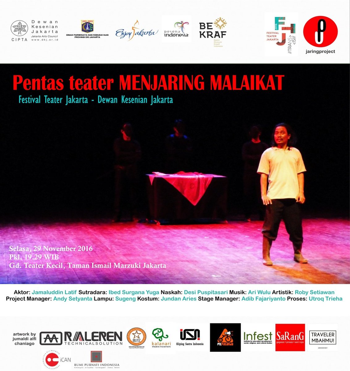 JARINGPROject's tweet photo. 29/11/16 19.29 | Pentas #Teater #MENJARINGMALAIKAT | Gd Teater Kecil - TIM JAKARTA | Donasi: 50K, 80K, 100K | WA +62 8989 8686 12 | @FTJkita https://t.co/MWvWHTDcZS