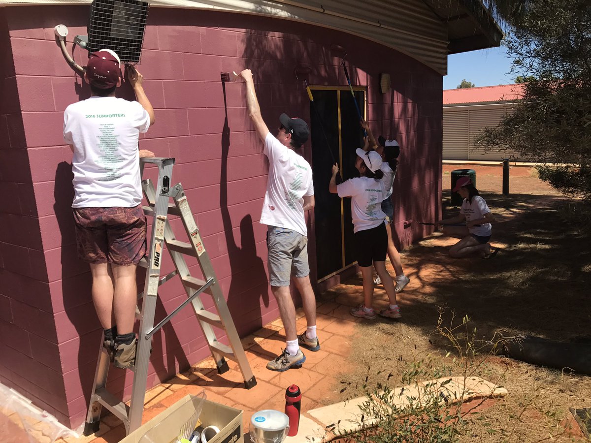 Dom_Perrottet's tweet photo. Day 2 at Nyangatjatjara College and the work has begun! An absolute scorcher to kick off our first day of painting.
#slp2016 https://t.co/vv1o2ZhJGj