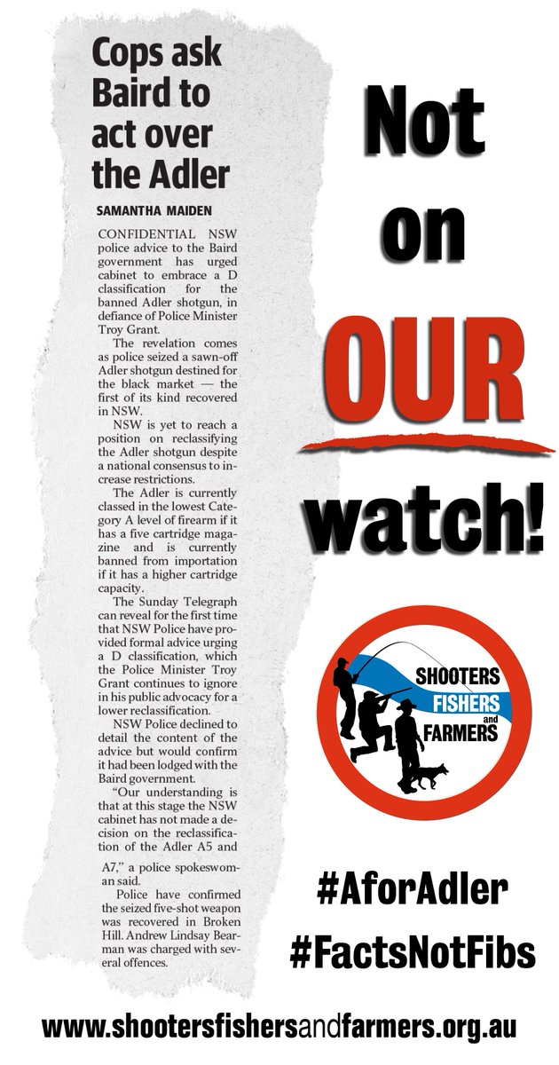 sffAustralia's tweet photo. Move the #AdlerA110 to Category D? Not on OUR watch! #nswpol #AforAdler #FactsNotFibs https://t.co/DMCTuEls9U