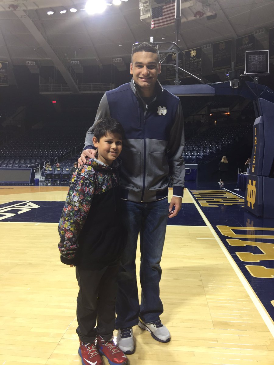 ShawnRembold's tweet photo. Took my nephew Gabe to his first ND basketball game. He got to meet Austin Torres after the game. Big Thanks to Rick Torres for the tickets https://t.co/4yoPQIcPpV