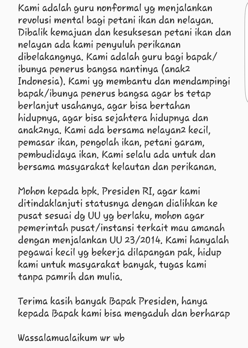 donna_cutest's tweet photo. Kepada Yth. Bapak Presiden RI
Bapak Presiden Kami, Bapak @jokowi 
Dari : Penyuluh Perikanan PNS Daerah

#SaveProfesiPenyuluhPerikanan https://t.co/UUZky6pl6a