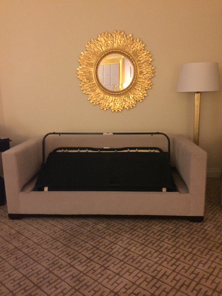 malogan1's tweet photo. Please Make America Great again and start with my room in the Gary Player Villa. Maint. Left the sofa bed like this. https://t.co/7gvBvfy3rZ