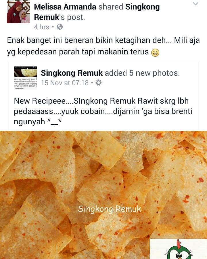 singkongremuk's tweet photo. Yg kangen sm Singkong Remuk, manaa suaranyaa?? Sirem rawit skrg lbh pedeees...cobain yuuk..order via WA 085779243100 https://t.co/F9kMiEK5RA