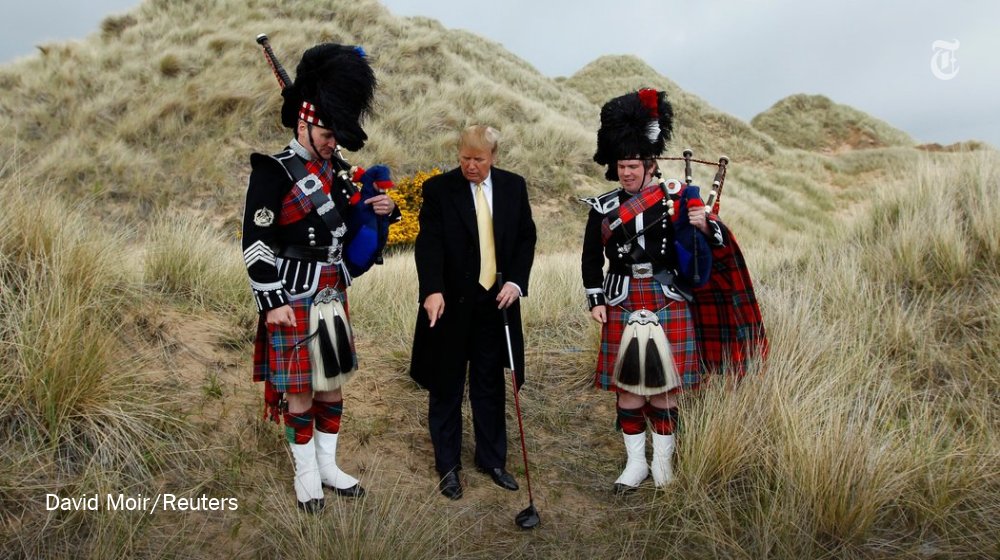 nytimes's tweet photo. Donald Trump called a man in Scotland a "disgrace" for not selling his "disgusting" and "slumlike" home https://t.co/AzDLeOTUO4 https://t.co/vMXMt7UczP